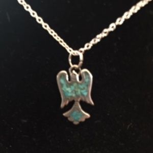 Navajo vintage bird Pendant w/inlay Turquoise